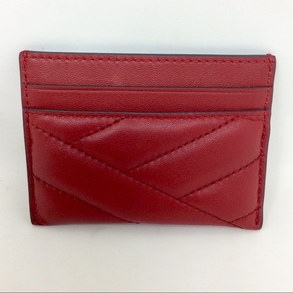 Authentic Tory Burch Kira Chevron Card Case Wallet Red - Picture 3 of 10